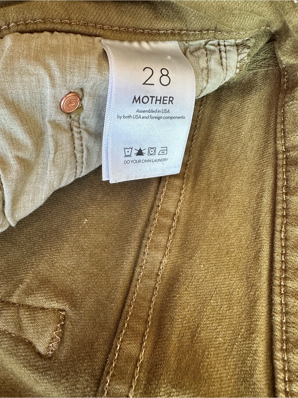 MOTHER The Insider Crop Step Fray Play Date Fir Green Jeans Size 28 - Picture 7 of 8